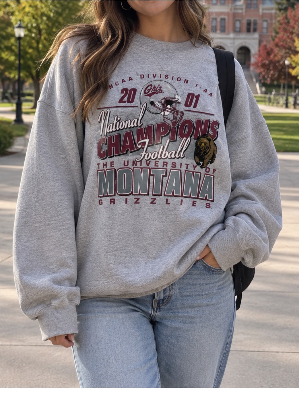 Vintage 2001 Montana Grizzlies National Champions Football Sweatshirt XXXL